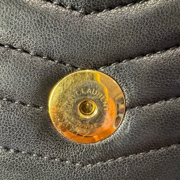 YSL Laurent Chevron Suplice Black Lambskin Double Flap Crossbody Bag GHW CoA - Picture 6 of 10